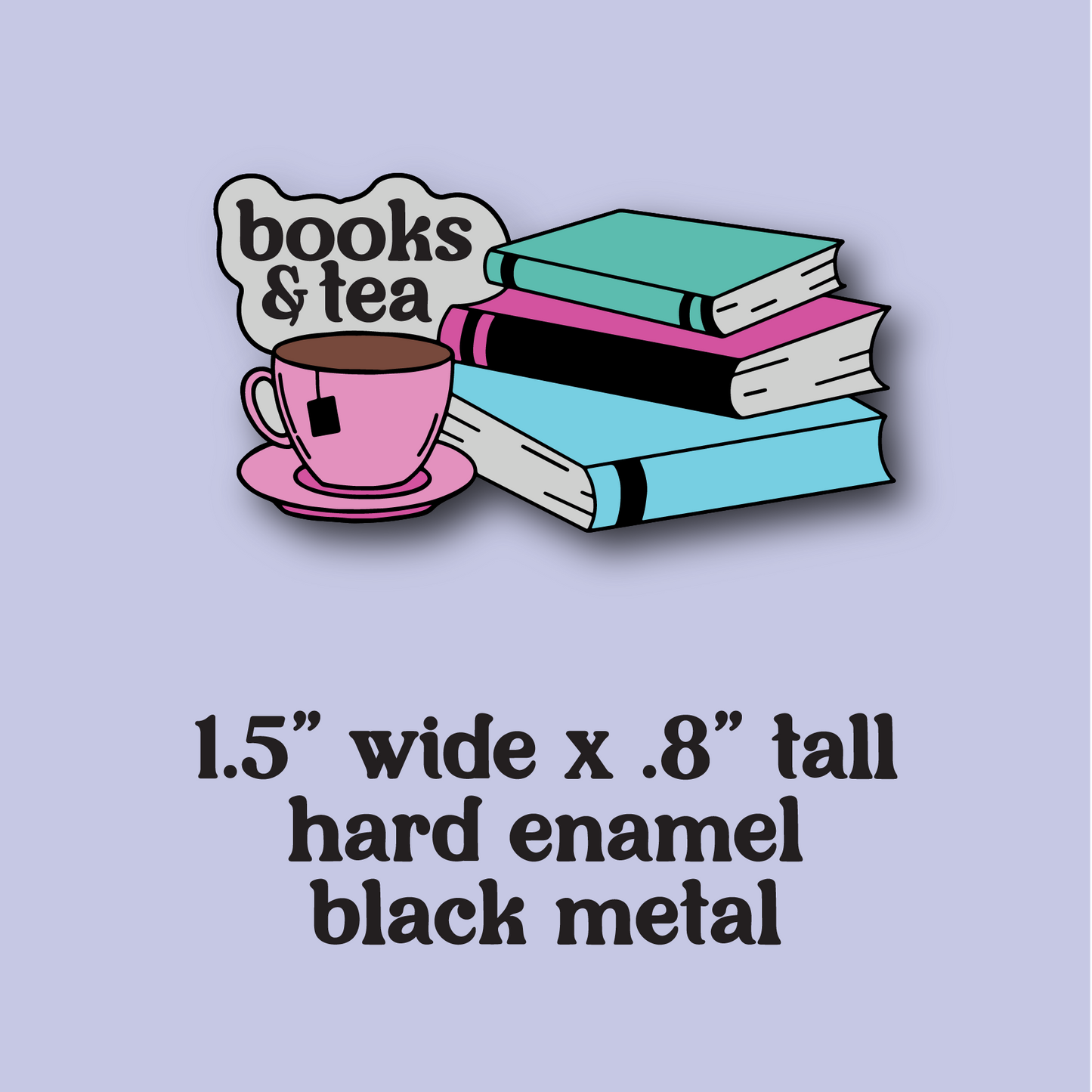 books and tea enamel pin