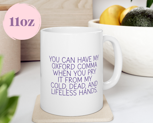 Oxford comma fan mug, 11oz or 15oz