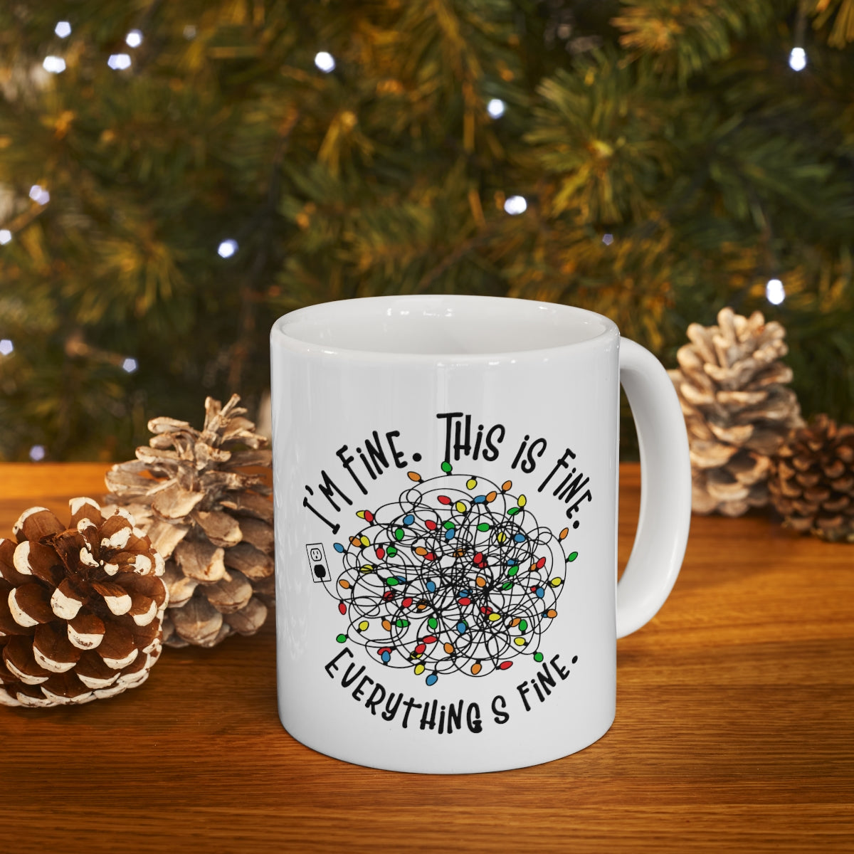 this is fine christmas lights 11oz mug