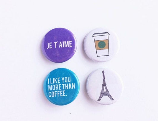 Coffee & Paris Pinback Buttons