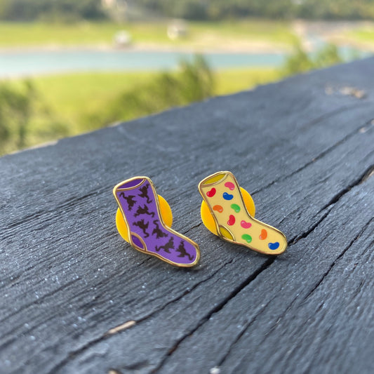 Mini Sock Enamel Pins - Candy Set of 2