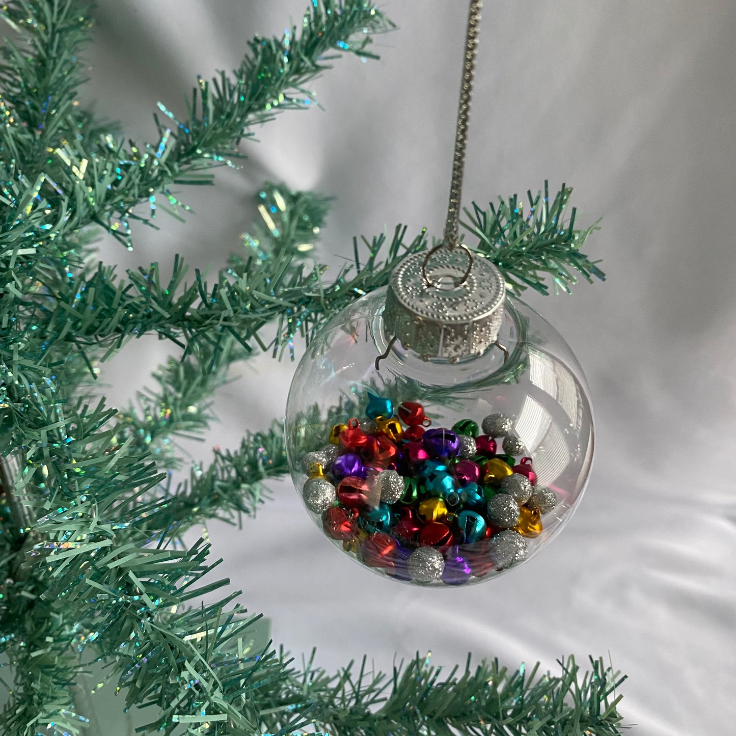 colorful jingle bell ornament